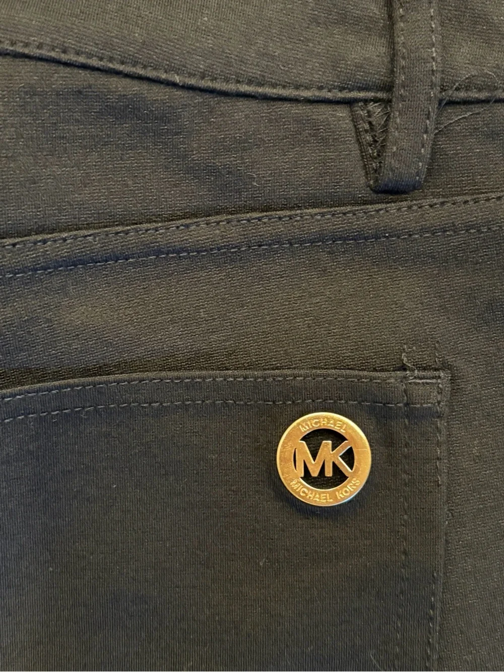 Michael Kors Black Skinny Pants with Gold Button Detail
